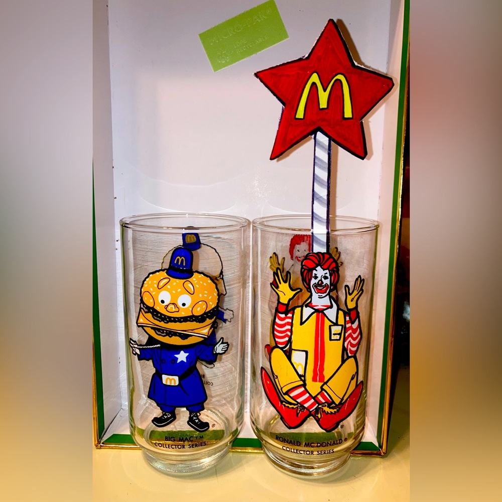 Vintage 1970’s Ronald McDonald & The Hambugler Drinking Glasses